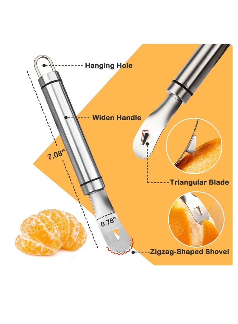 كابتن تيك Stainless Steel Orange Peeler, Long Handle Orange Citrus Peeler Tool, Triangular-Blade & Zigzag-Shovel Orange Peeler Gadget, Easy to Peel, for Kitchen Gadgets - Image 5
