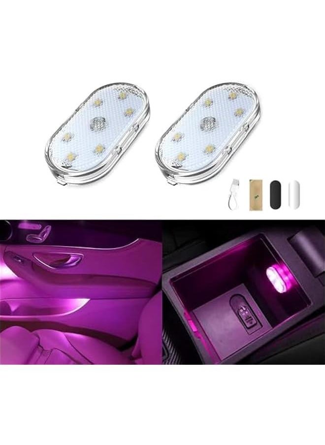 HOOKOR Car LED Lights, Interior Portable Small Incar LED Touch Lights with 6 Bright LED Lamp Beads, USB Rechargeable Lighting Light Car Emergency Light (Purple Light)  - Image 1