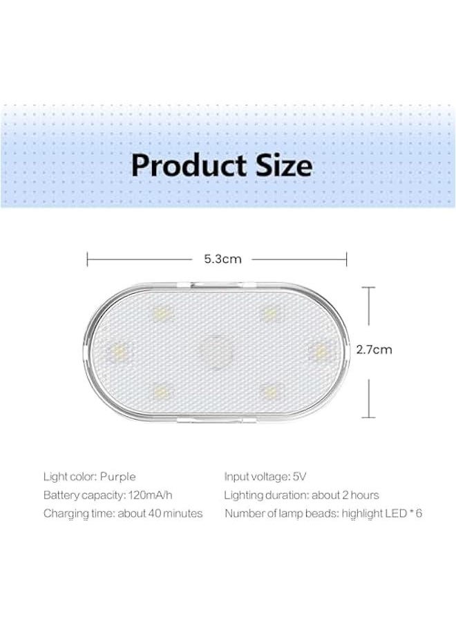 HOOKOR Car LED Lights, Interior Portable Small Incar LED Touch Lights with 6 Bright LED Lamp Beads, USB Rechargeable Lighting Light Car Emergency Light (Purple Light)  - Image 2