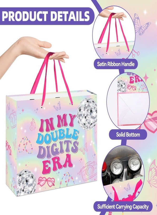 RTMISA 10th Birthday Gift Bag with Tissue Paper and Greeting Card 10 Year Old Birthday Gifts Wrapping Bag for Teen Girls Iridescent Happy Birth Day Party Decorations Supplies for Music Singer Merch - Image 3