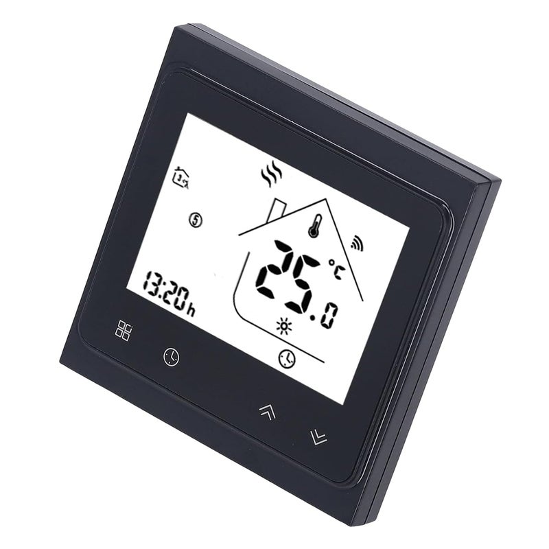 Weekly Programmable LCD Thermostat For Hot Water System With Data Storage Acrylic Panel Black - Image 3
