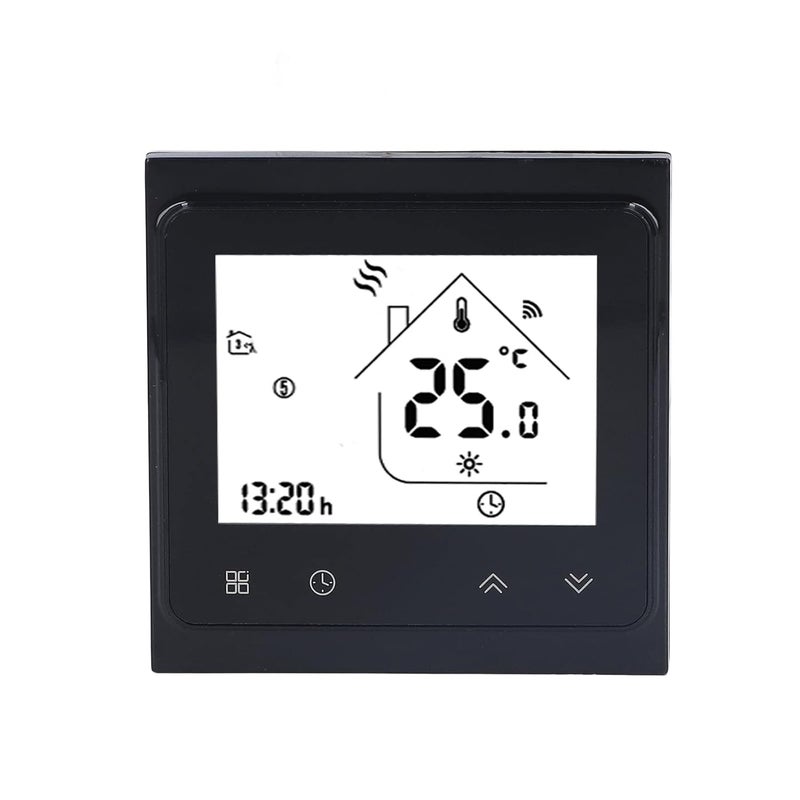 Weekly Programmable LCD Thermostat For Hot Water System With Data Storage Acrylic Panel Black - Image 4