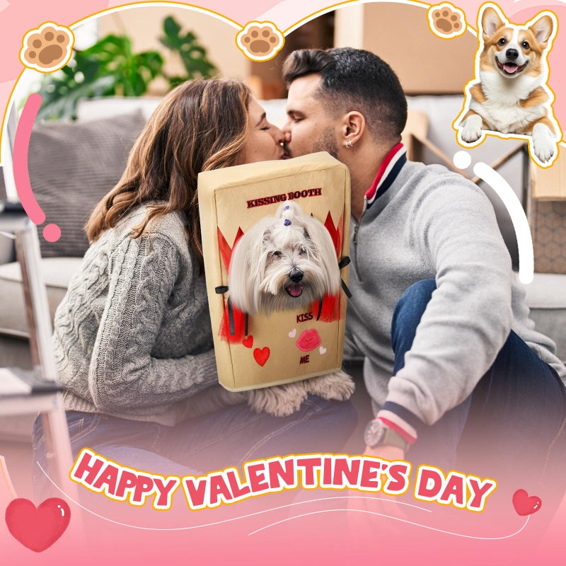 Solsew Valentine Dog Costume Kissing Booth Headpiece for Dog and Cats Cute Pup Kissing Booth Pet Headwear Costume Gift for Holiday Birthday Party(Brown,L/XL) - Image 5