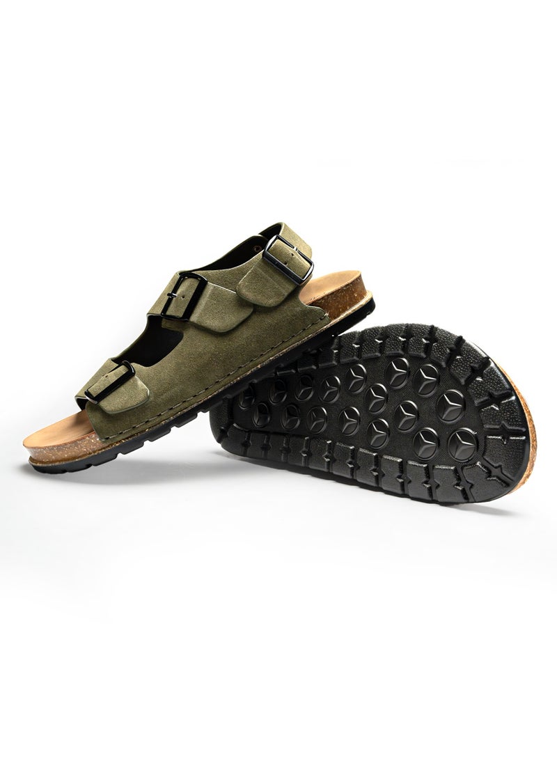AL-WAHA AL-ZHABIA Men's Genuine Leather Sandals | Breathable PU Sole, Anti-Slip & Durable for Desert Climate | Daily Wear Comfort | Sandals for Men(43)  - Image 3