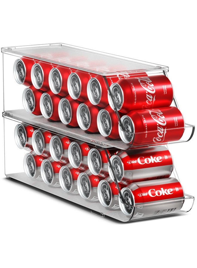 Sorbus Sorbus Soda Can Organizer for Refrigerator Stackable Can Holder Dispenser with Lid for Fridge, Pantry, Freezer - Holds 12 Cans Each, BPA-Free, Clear Design, (2-Pack)  - Image 1