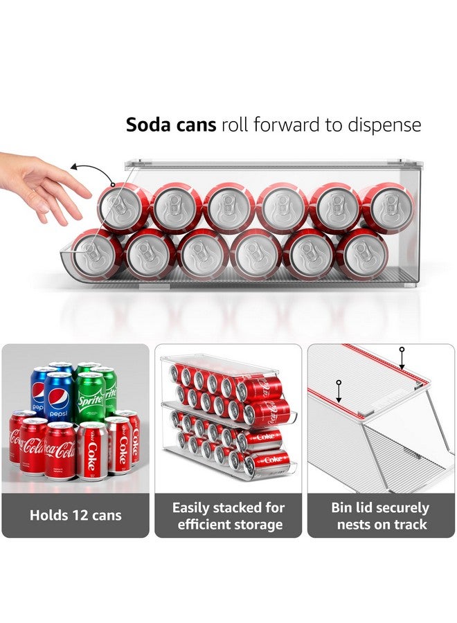 Sorbus Sorbus Soda Can Organizer for Refrigerator Stackable Can Holder Dispenser with Lid for Fridge, Pantry, Freezer - Holds 12 Cans Each, BPA-Free, Clear Design, (2-Pack)  - Image 4