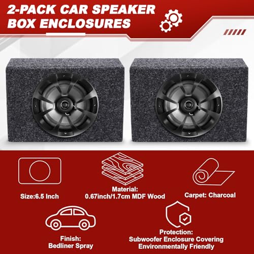 Datanly 2-Way Coaxial Car Audio Speakers with Speaker Box Enclosures Set Sturdy Constructed Car Stereo and Sound System Accessories Portable Audio Equipment for Vehicles(Separate,6.5" 100 W) - Image 3