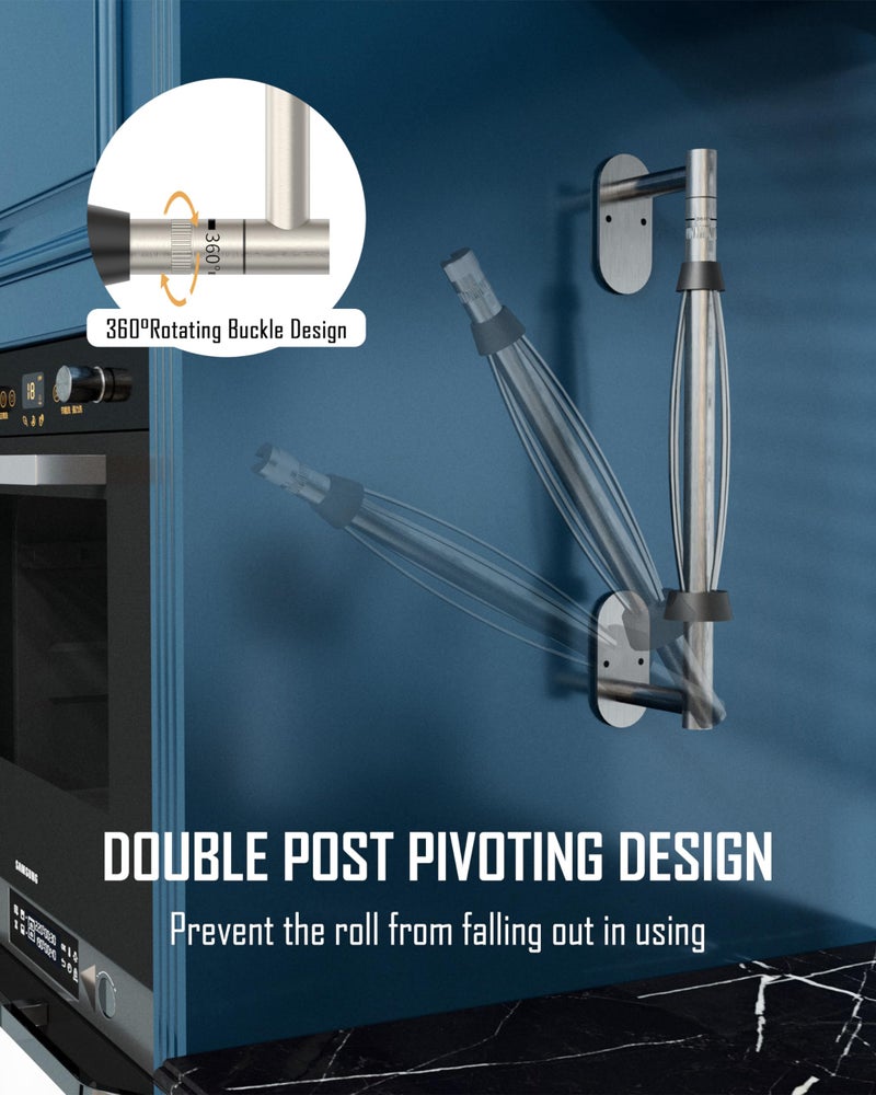 BATHDANCE Paper Towel Holder Under Cabinet, Single Hand Operable Roll Holder with Damping Effect,No Drilling or Wall Mounted SUS304 Stainless Steel for Kitchen Bathroom (Sliver) - Image 4