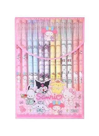 12 PCS Cartoon Sanrio Ballpoint Pens, Anime Gel Ink Pen Black 0.5mm Melody Gifts -  Kawaii Office School Supplies Set for Kid Teen Girls Students - view 2