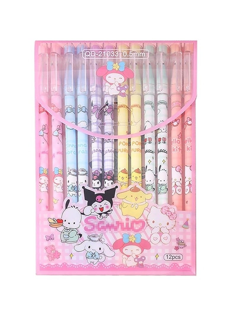 Sanrio 12 PCS Cartoon Sanrio Ballpoint Pens, Anime Gel Ink Pen Black 0.5mm Melody Gifts -  Kawaii Office School Supplies Set for Kid Teen Girls Students  - Image 2