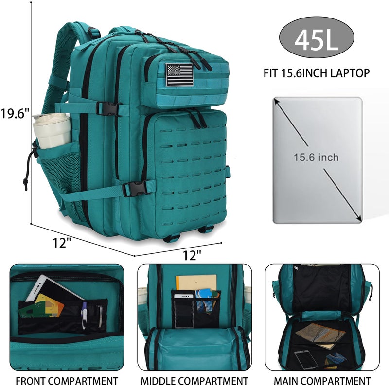 W WINTMING Military Tactical Backpack 45L/25L 3 Day Assault Pack Molle Daypack Hiking Backpack for Men and Women - Image 2