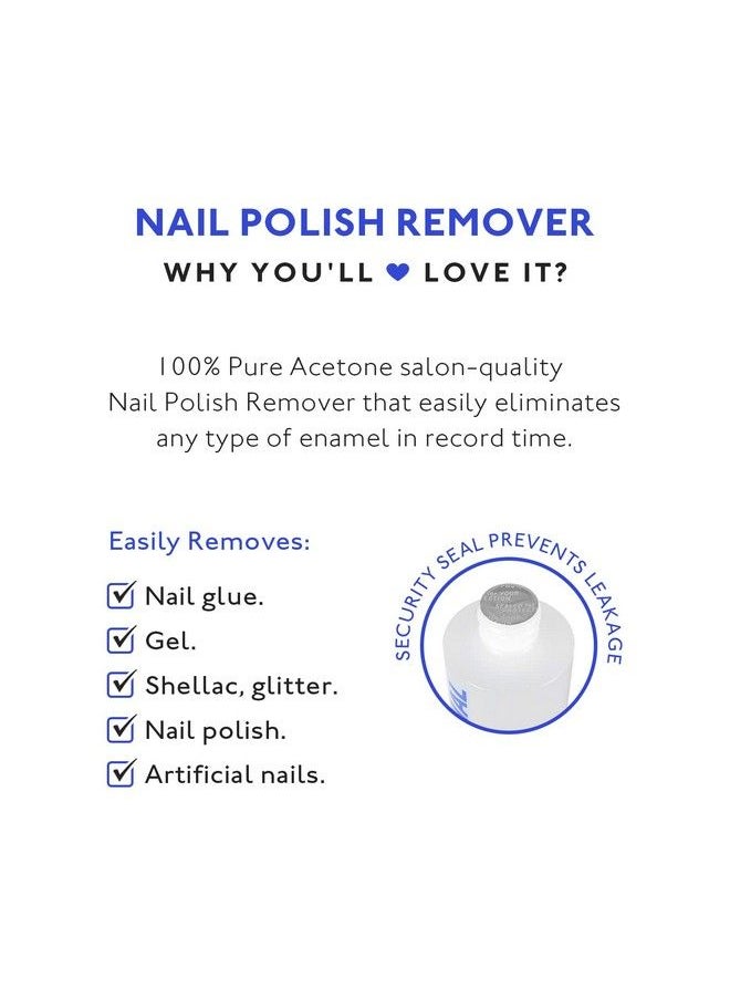 ETERNAL - Acetone Nail Polish Remover 100 Percent Pure Acetone With Quick Effect And Ultrapowerful Formula For Removal Of Natural Glue Gel Acrylic Shellac & Artificial Fingernail 16 Fl Oz - Image 1