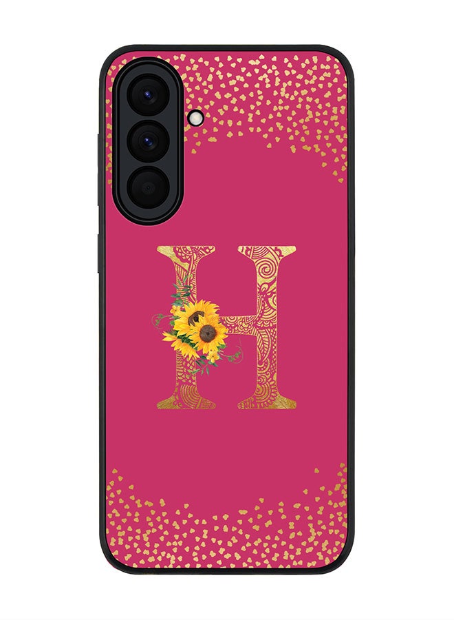 For Samsung Galaxy A37 Case,Slim fit Camera Protection, Shockproof Thin Phone cover  - Custom Floral Monogram - H ( Deep Pink )