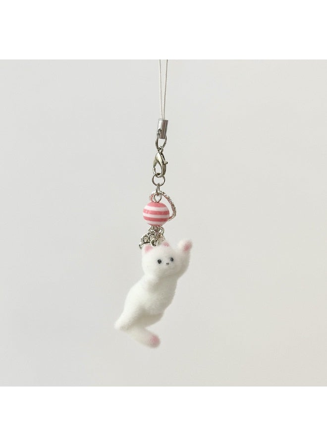 NIBEMINENT Phone Charm/ Chain Strap for Women Girls, Cute Flocked Small Animals Cell Phone Case Lanyard Wrist Strap