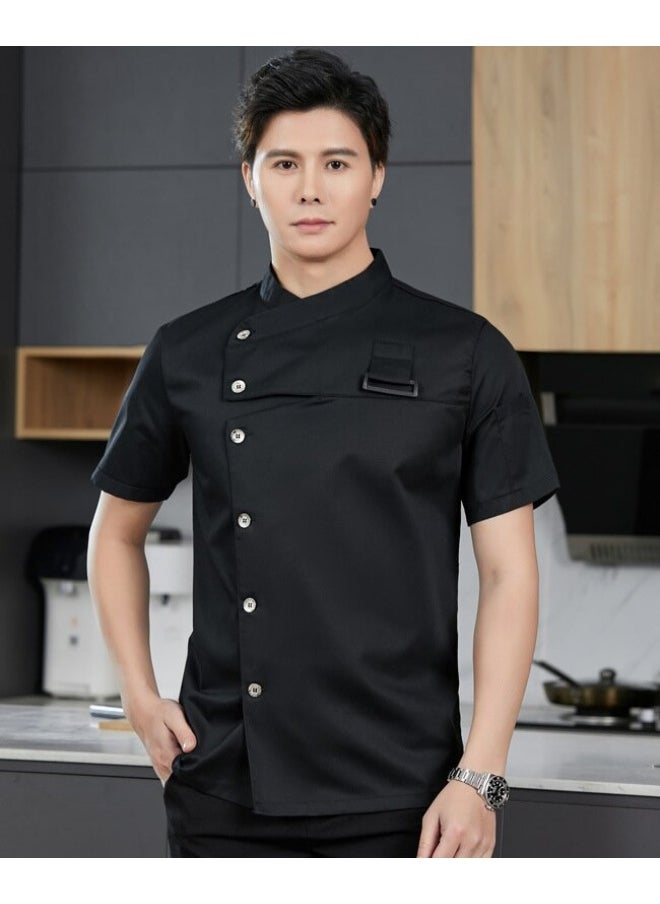 NIBEMINENT Apron  For Chef Restaurant Kitchen Clothes  Hotel Short Men Sleeve Coat Summer Jacket Uniform Cooking  - Image 1