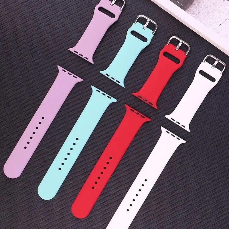 Soft Silicone Sport Strap for Apple Watch 49mm 45mm 44mm 40mm, Breathable Replacement Band for iWatch Series 8 7 6 SE 5 4 3 2 1, Women Men Multi-Colored - Image 1