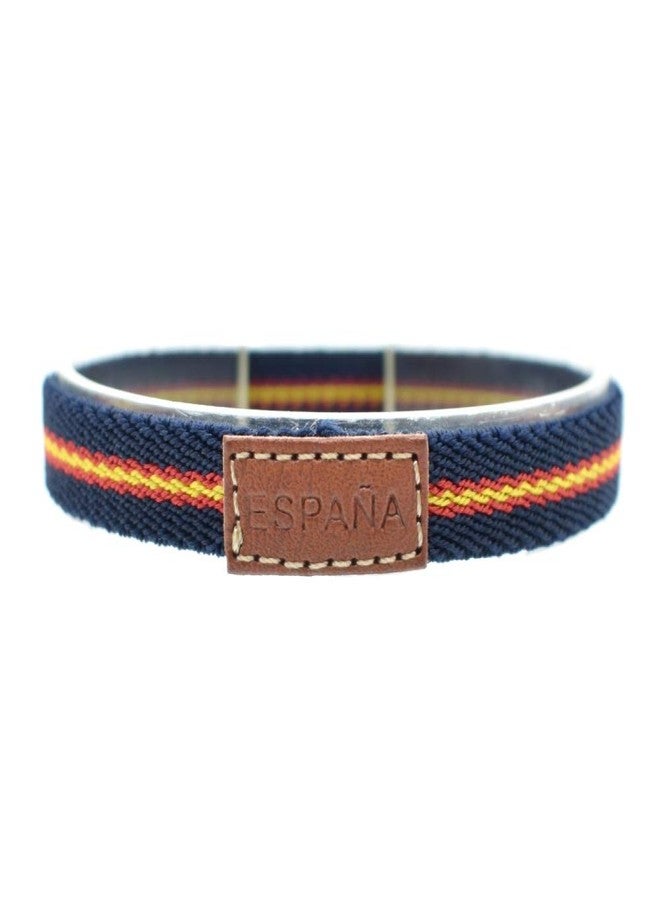 BDM Men's and women's blue fabric bracelet with Spanish flag. Narrow bracelet. Select size, 15 centímetros, Polyester - Image 1