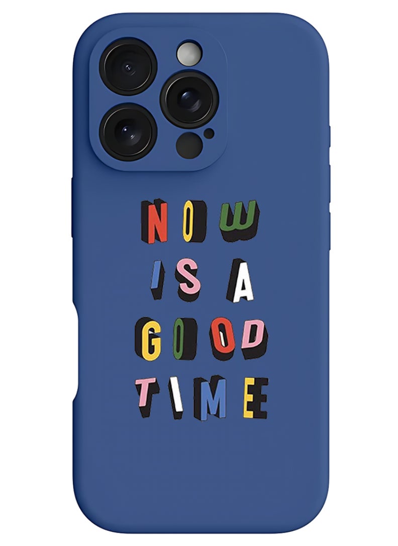 Theodor - Protective Slim Fit Case Liquid Silicone Cover with Full Body Protection Anti-Scratch Shockproof Case For iPhone 16 Pro Blue - Good time - Image 1