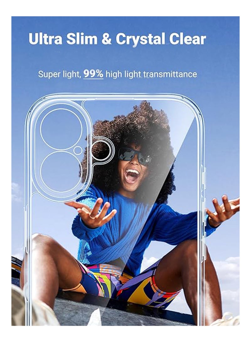 غطاء حماية مقاوم للصدمات لجهاز آيفون 16 بلس - شفاف للغاية، متين وفتحات دقيقة - حماية من الخدوش، الغبار والبقع - غطاء خلفي سليكوم شفاف لجهاز آيفون 16 بلس - Image 2