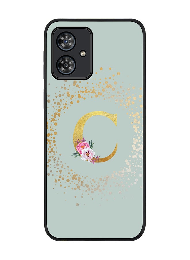 Stylizedd Rugged Black Case for Motorola Moto G54 / Motorola Moto G54 Power / Motorola Moto G64 5G,Custom Monogram Letter Floral Alphabet - C(Light Grey) - Image 1