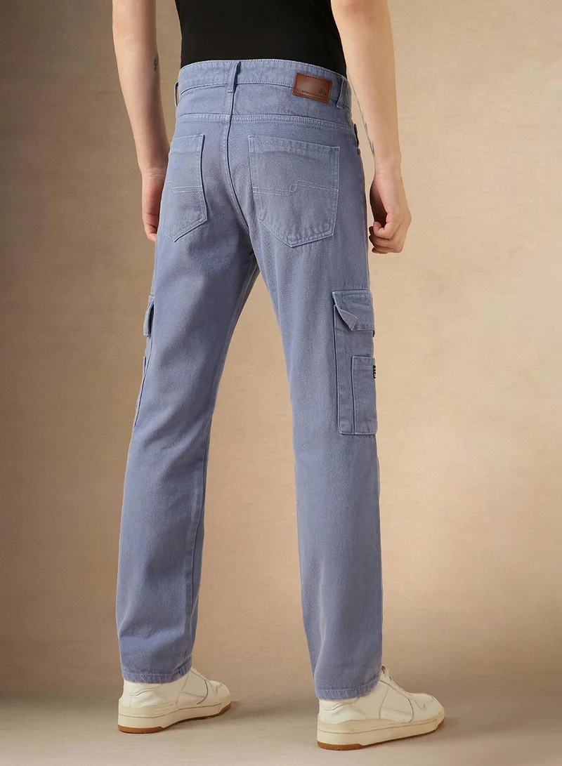 Dennis Lingo Men's Navyblue 100% Cotton Solid Full Length Relaxed Fit Jeans