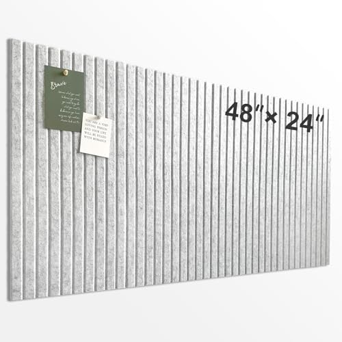 AkuDecor Large Cork Board for Office, 8 Pack Felt Wall Tiles with Slat Wall Paneling and Safe Removable Adhesive Tabs, Felt Bulletin Board Pin Board Cork Boards for Walls - Gray Marble - Image 1