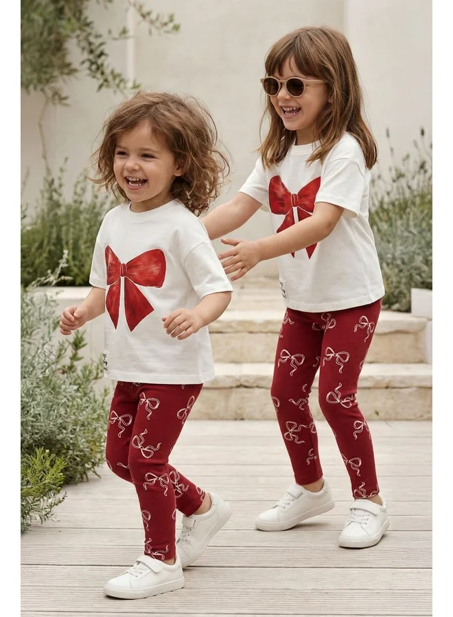 zuzunga Bow-Printed Girl's Leggings Set – Stylish Bow-Patterned Design.