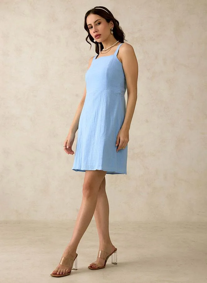 Virgio 100% Cotton Strappy Square Neck Mini Dress