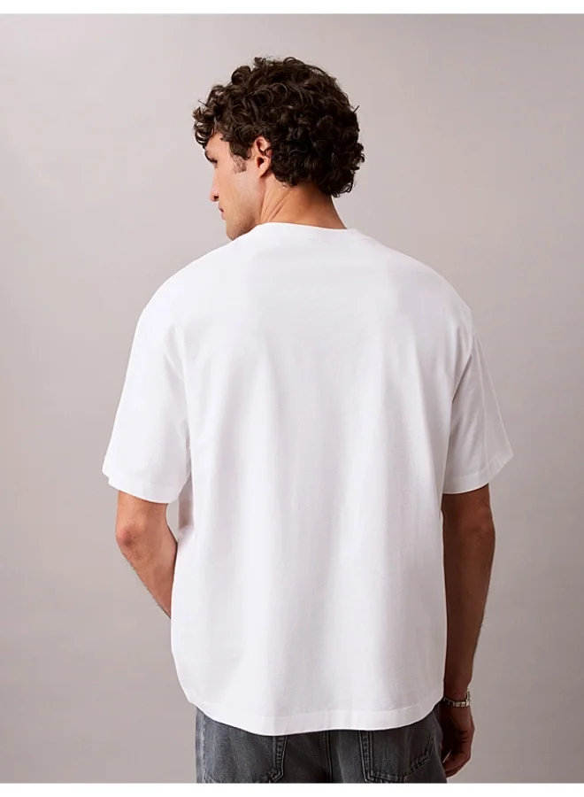 Calvin Klein Jeans Bright White Relaxed Logo Appliqué T-Shirt for Men | Best Price UAE