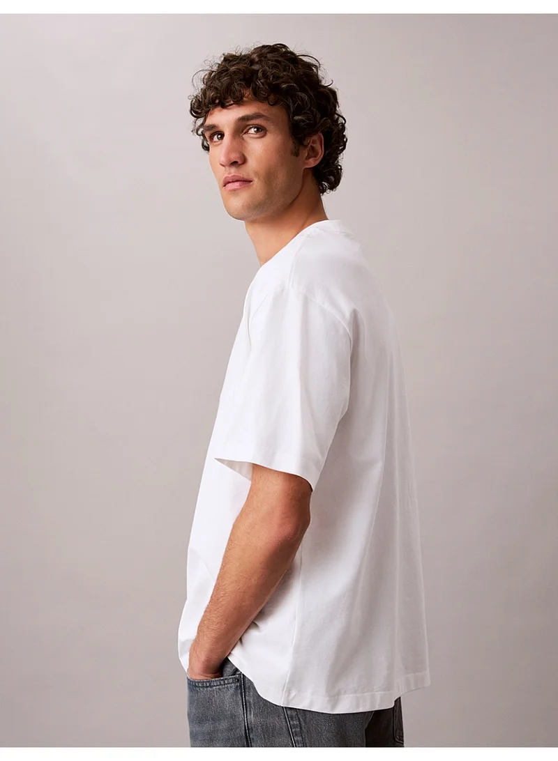 Calvin Klein Jeans Bright White Relaxed Logo Appliqué T-Shirt for Men | Best Price UAE