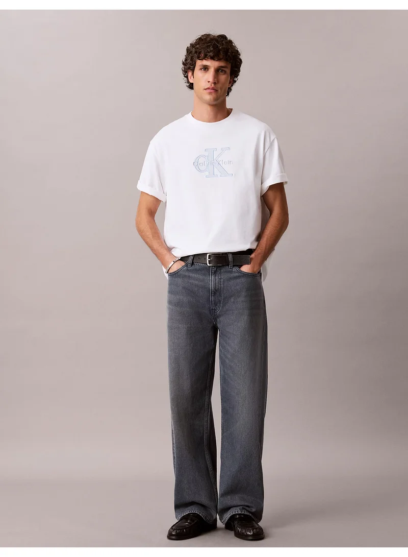 Calvin Klein Jeans Bright White Relaxed Logo Appliqué T-Shirt for Men | Best Price UAE