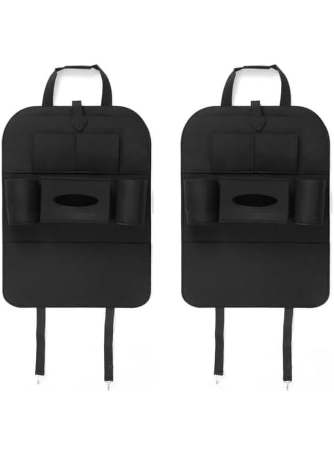 2-Piece Backseat Car Organizer with Multi-Pocket Storage – Waterproof Rear Seat Back Organizer for Cars, SUVs & Trucks, Durable Travel Storage Bags for Kids’ Essentials, Toys, Snacks, Tablets & Accessories – Black - Image 1