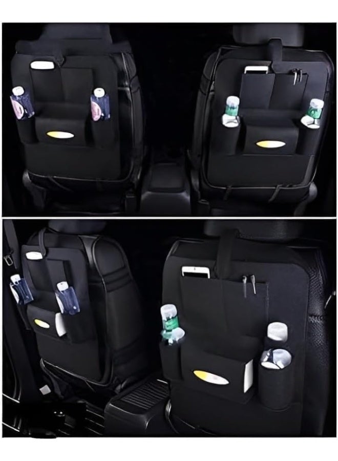 2-Piece Backseat Car Organizer with Multi-Pocket Storage – Waterproof Rear Seat Back Organizer for Cars, SUVs & Trucks, Durable Travel Storage Bags for Kids’ Essentials, Toys, Snacks, Tablets & Accessories – Black - Image 5