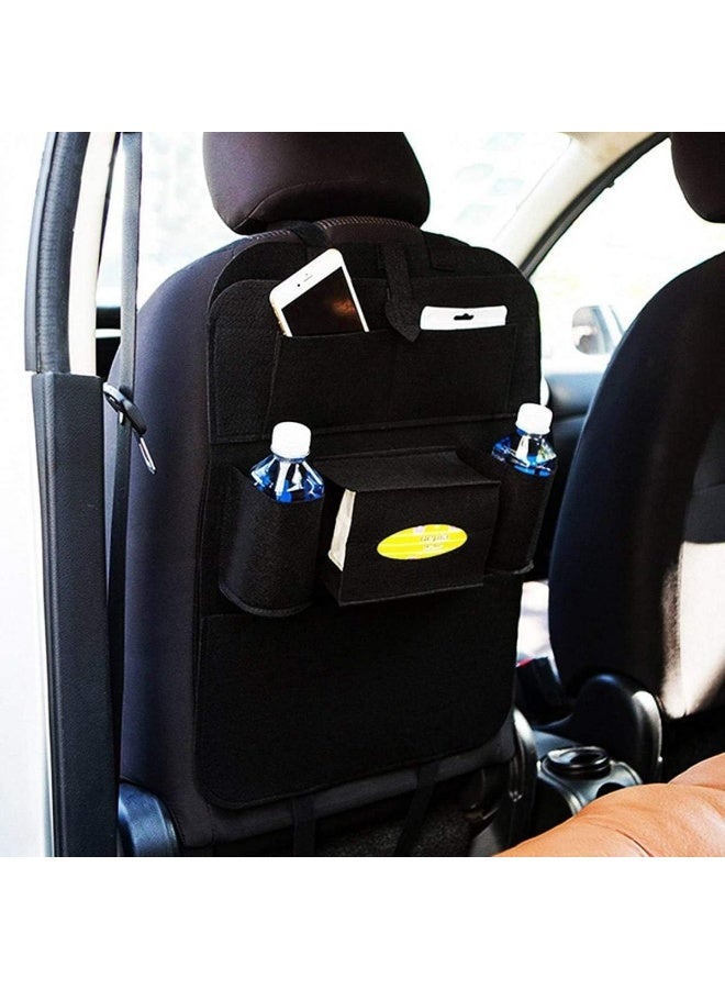 2-Piece Backseat Car Organizer with Multi-Pocket Storage – Waterproof Rear Seat Back Organizer for Cars, SUVs & Trucks, Durable Travel Storage Bags for Kids’ Essentials, Toys, Snacks, Tablets & Accessories – Black - Image 2