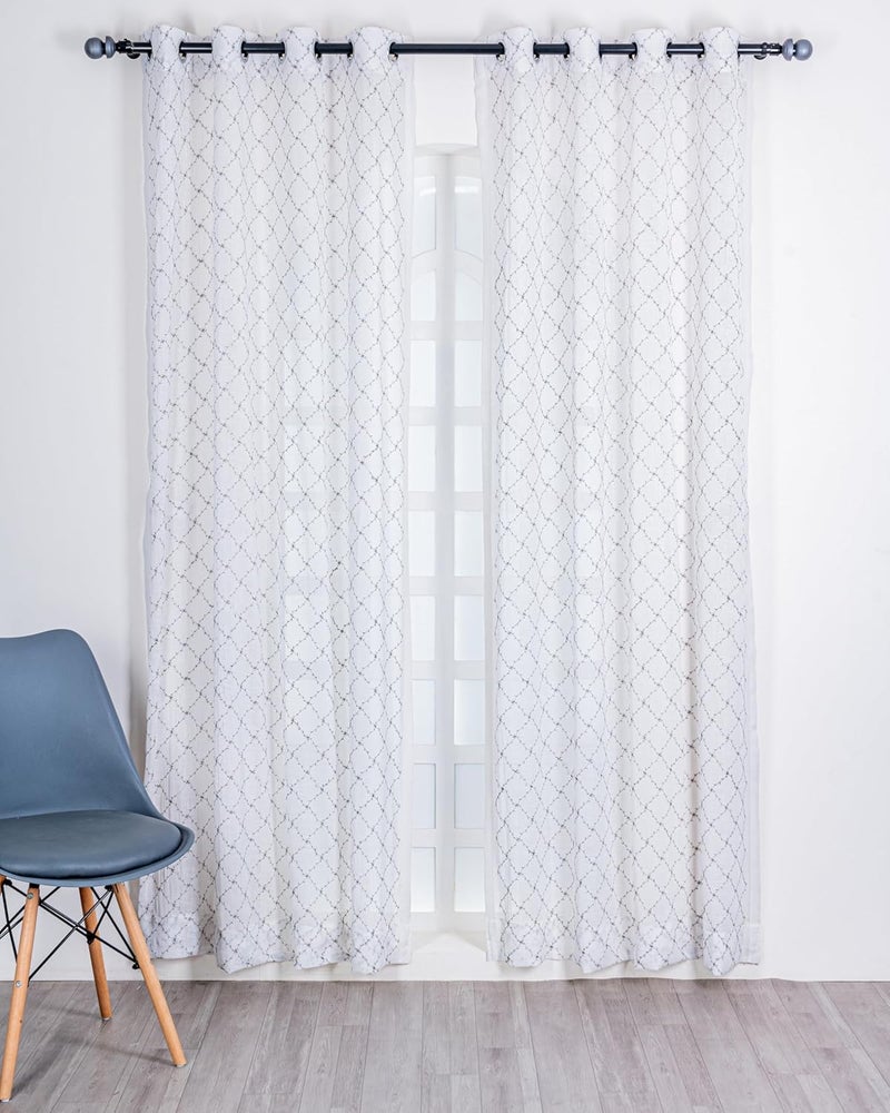 Parda Online 9ft Window Curtain Premium Linen Embroidered Design (Pack of 2) - Image 2