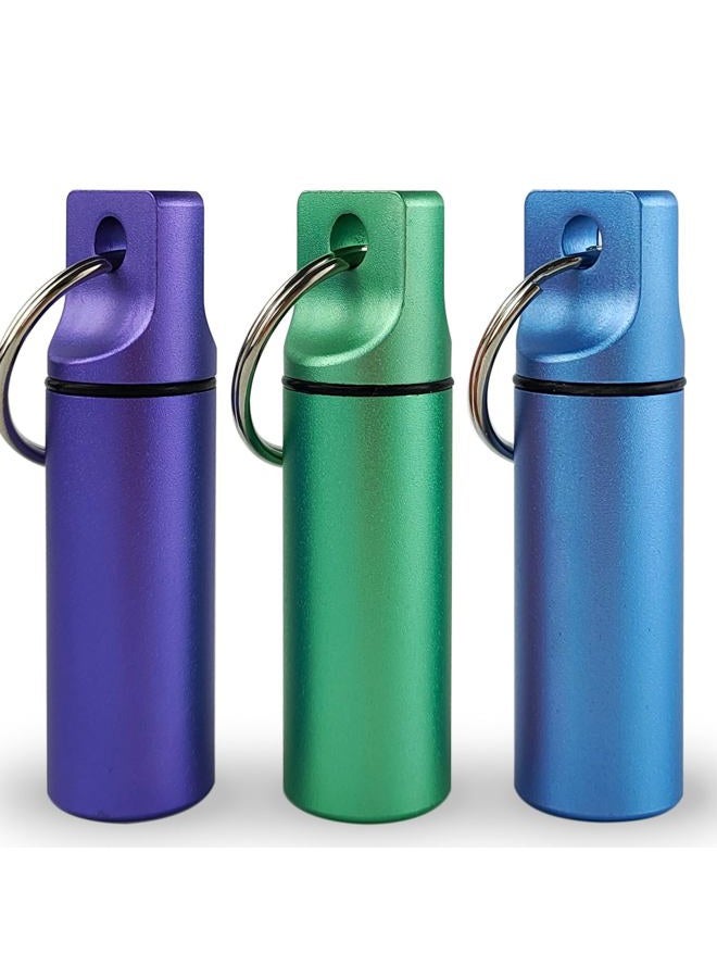 LETAOWJ Small Pill Organizer Box Waterproof Keychain Pill Holder Portable Travel Pill Container Metal Case with Keyring for Outdoor Camping Travel - Image 1