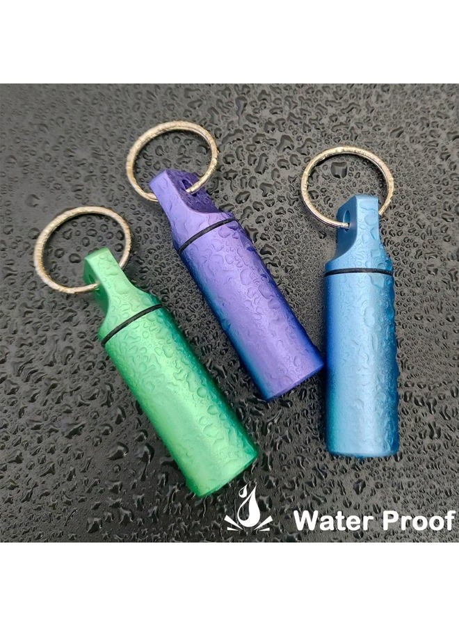 LETAOWJ Small Pill Organizer Box Waterproof Keychain Pill Holder Portable Travel Pill Container Metal Case with Keyring for Outdoor Camping Travel - Image 3