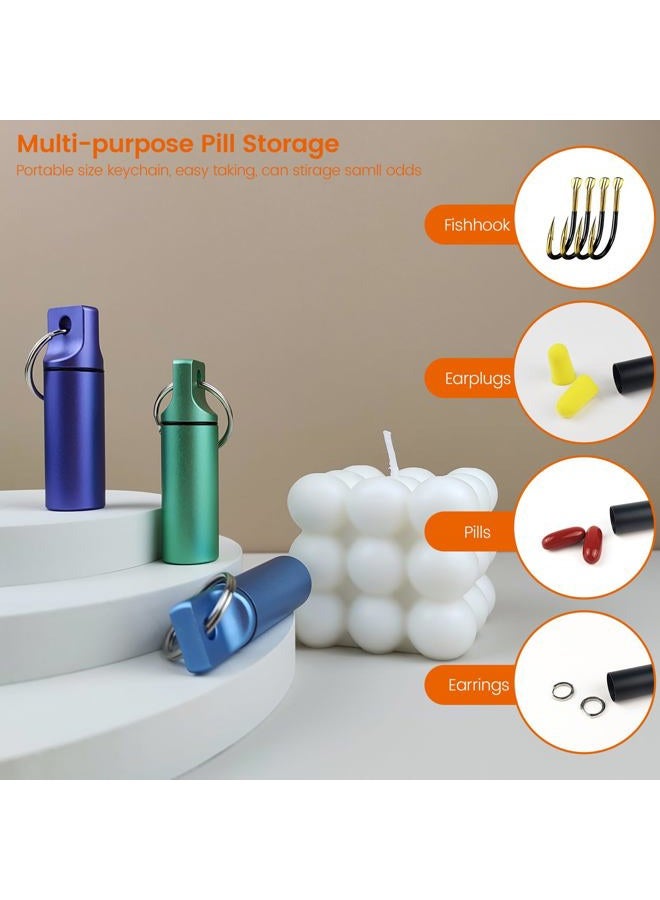 LETAOWJ Small Pill Organizer Box Waterproof Keychain Pill Holder Portable Travel Pill Container Metal Case with Keyring for Outdoor Camping Travel - Image 4