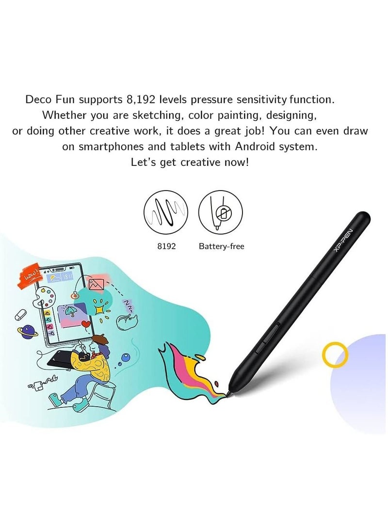 XP-PEN Deco Fun XS Drawing Tablet 4.8 x 3 Inch Graphic Tablets with Battery-free Stylus Digital Pen Tablet for OSU! (Black) - Image 3