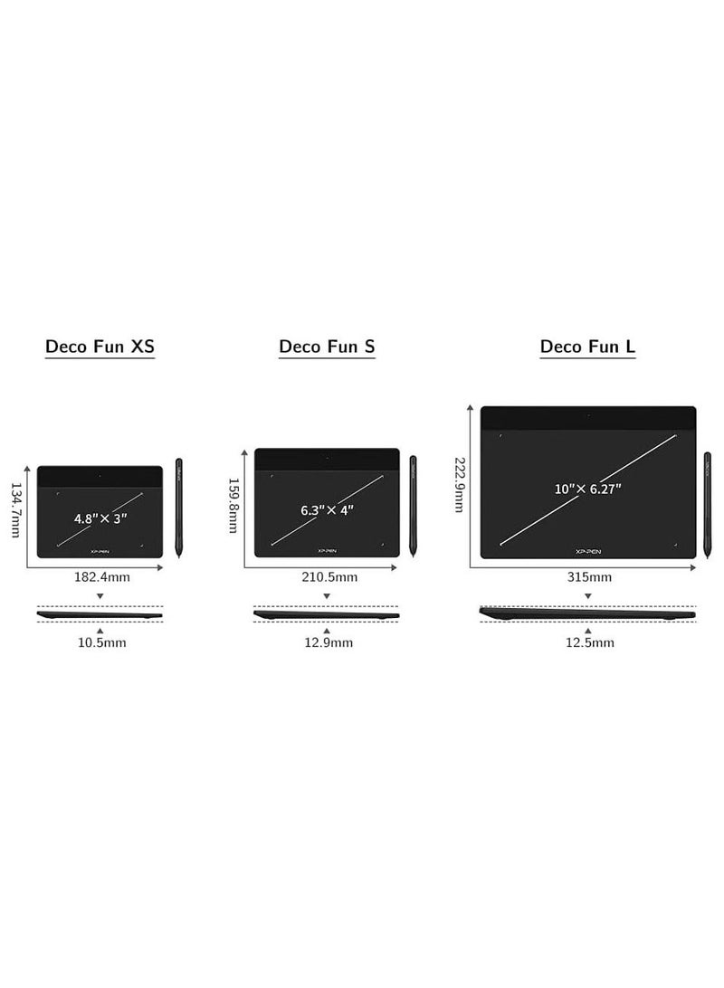 XP-PEN Deco Fun XS Drawing Tablet 4.8 x 3 Inch Graphic Tablets with Battery-free Stylus Digital Pen Tablet for OSU! (Black) - Image 5