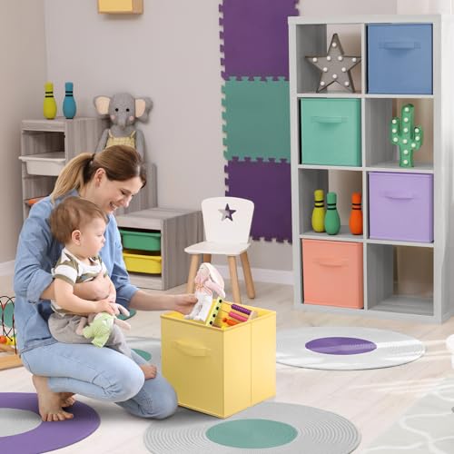 Sorbus Fabric Storage Cubes - 6 Foldable Storage Bins for Organizing Pantry, Cubbies, Toy Box - Clothes Storage & Closet Organizer - 13 Inch Collapsible Cube Baskets for Shelves with Handle - Image 3