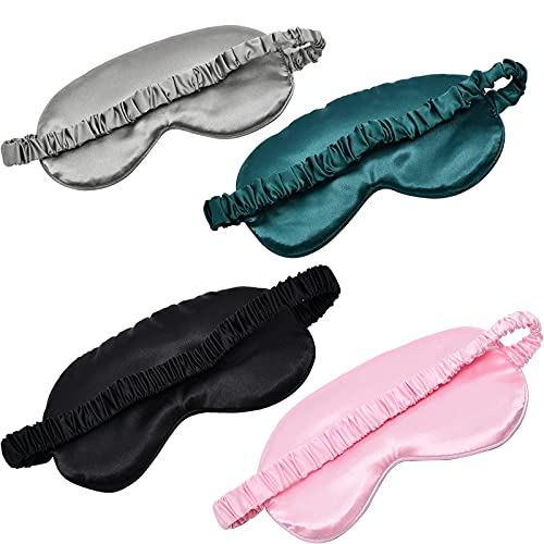 LERSVICVIL Sleep Mask 4 Pack Silk Eye Cover Soft Satin Blindfold Elastic Strap Night Eyeshade Travel Nap for Women Men - Image 2