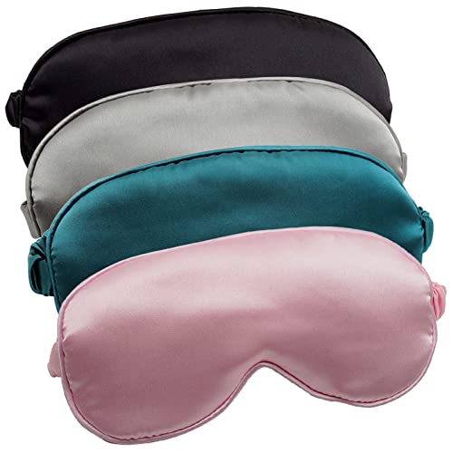 LERSVICVIL Sleep Mask 4 Pack Silk Eye Cover Soft Satin Blindfold Elastic Strap Night Eyeshade Travel Nap for Women Men - Image 1