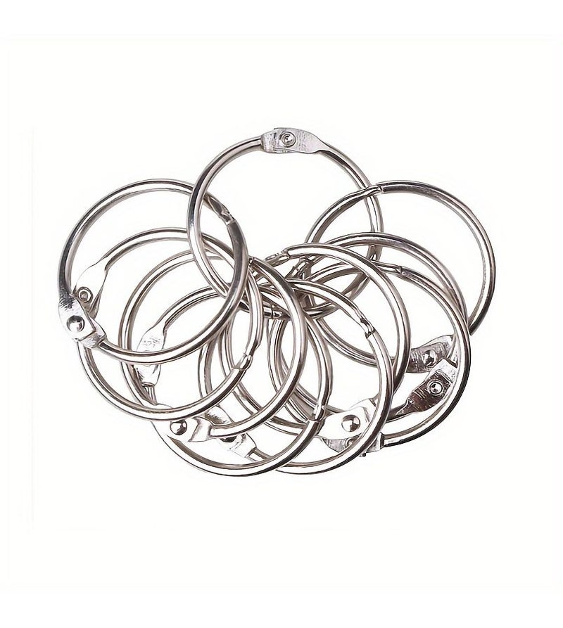 20 Metal Binder Rings 1 Inch 25mm Loose Leaf Keychain for Organizing Documents Keys - Image 1