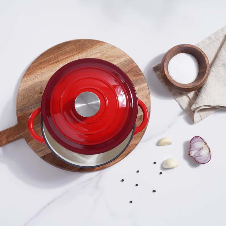 Pan Home Glazura Enameled Cast Iron Cooking Pot 2l - Ombre Red - Image 5