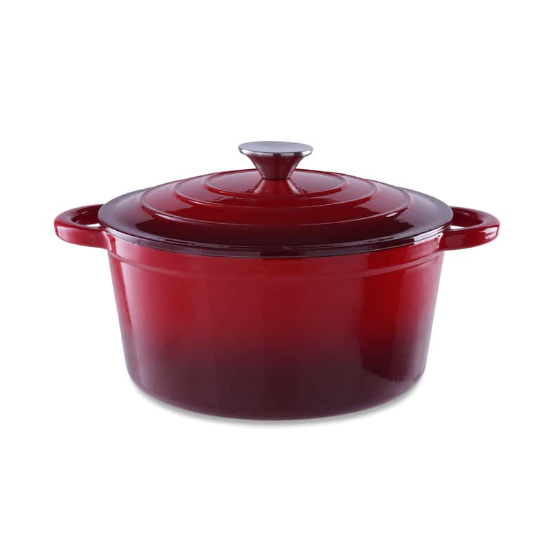 Pan Home Glazura Enameled Cast Iron Cooking Pot 2l - Ombre Red - Image 1