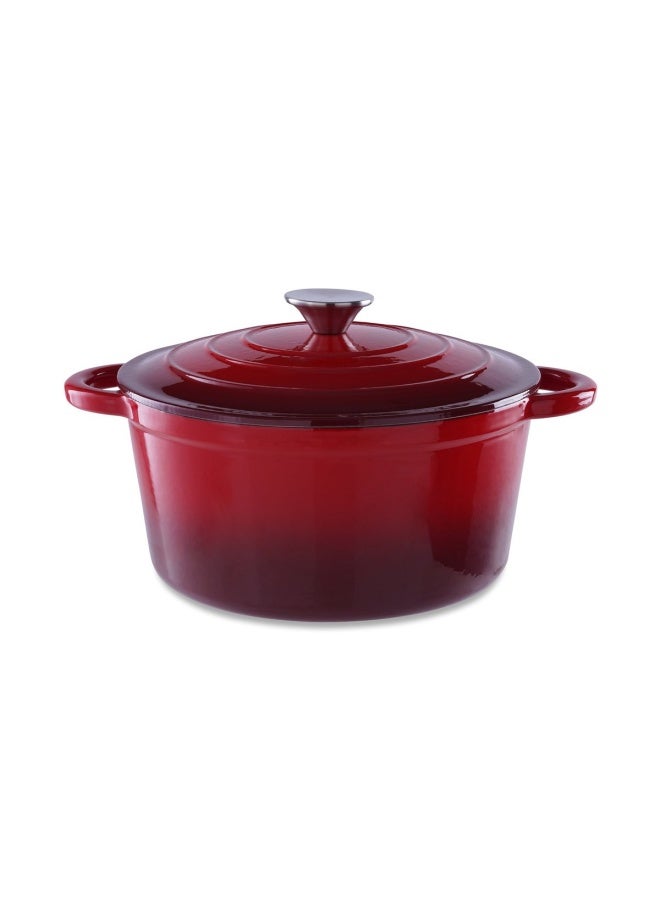 Pan Home Glazura Enameled Cast Iron Cooking Pot 2L - Ombre Red - Image 1
