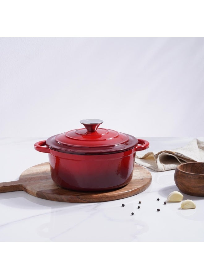 Pan Home Glazura Enameled Cast Iron Cooking Pot 2L - Ombre Red - Image 4