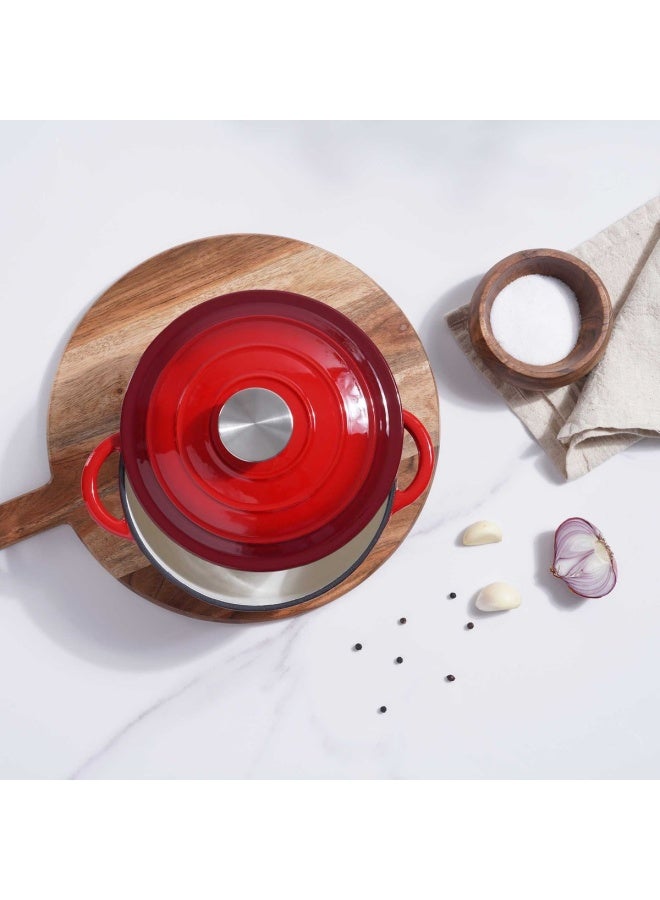 Pan Home Glazura Enameled Cast Iron Cooking Pot 2L - Ombre Red - Image 5