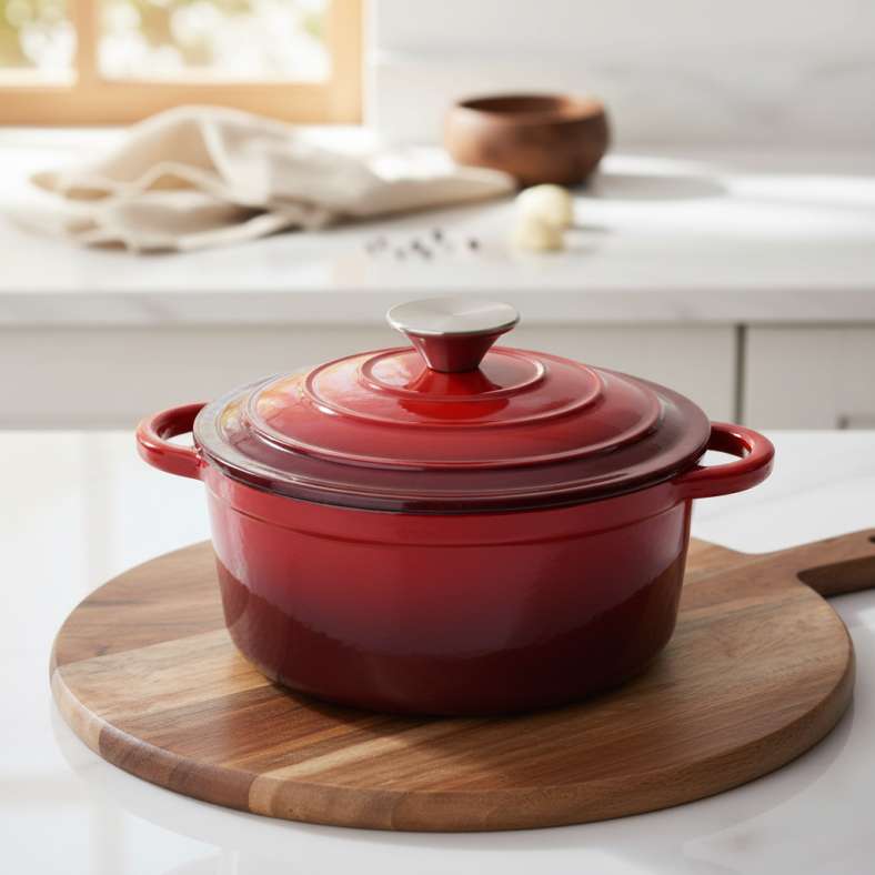 Pan Home Glazura Enameled Cast Iron Cooking Pot 2l - Ombre Red - 201AIC9901495 - Image 1